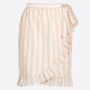 J. Crew Side Tie Striped Ruffle Hem Wrap Mini Skirt